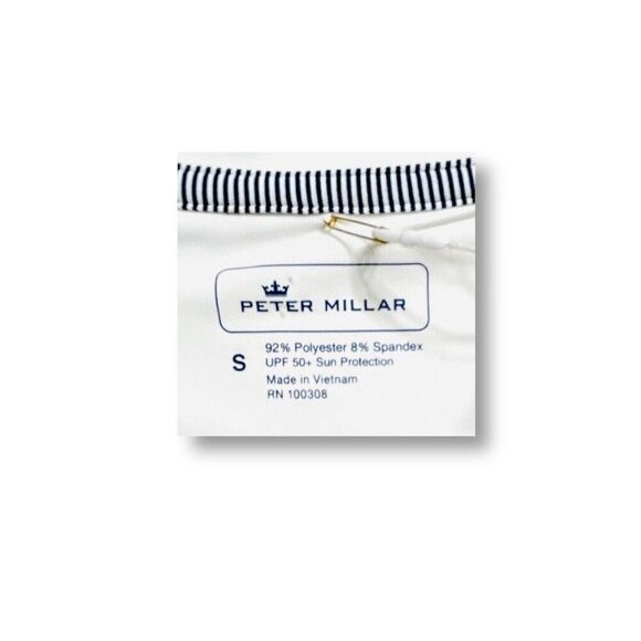 Peter Millar S White Golf Polo Shirt Olde Florida Logo Performance Stretch Top - Picture 7 of 7